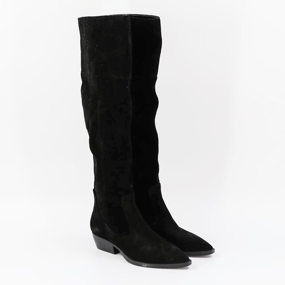 Marc Fisher Womens Oshi Black Suede Knee High Boot - Picture 2 of 7
